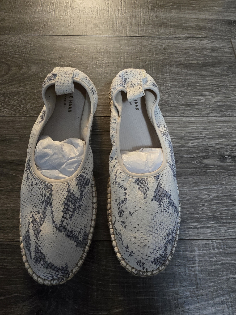 Cole Haan Cream Snake-Print Slip-On Loafers